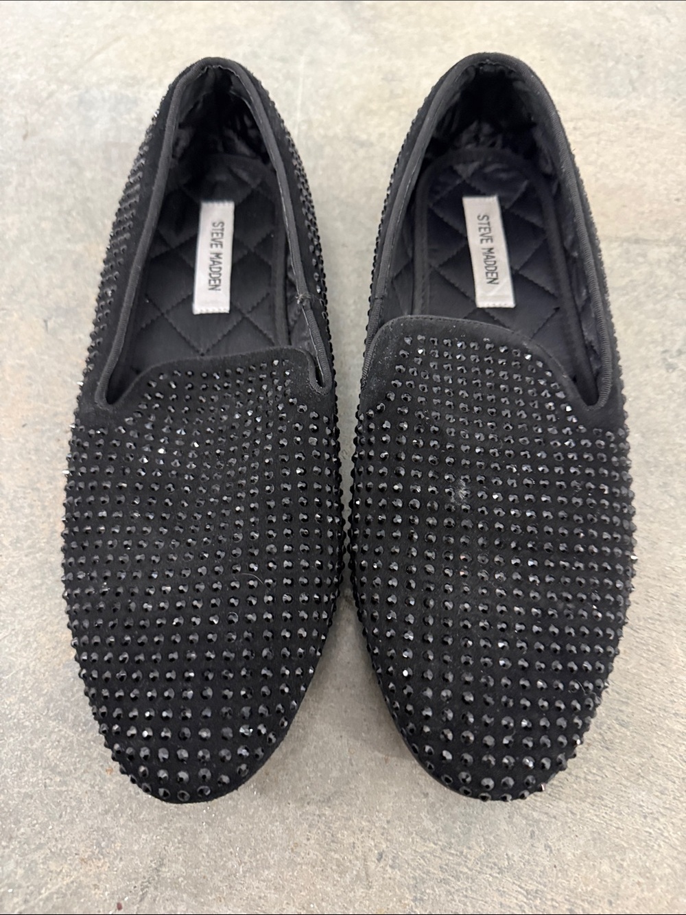 Steve Madden Black Studded Slip-On Loafers
